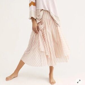 Free People Elisa Striped Midi Skirt Chalk Small